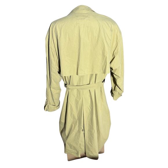 Vintage 1980s Bugatti Germany Trench Coat Khaki Belted Raincoat 54 Iridescent - Picture 4 of 7